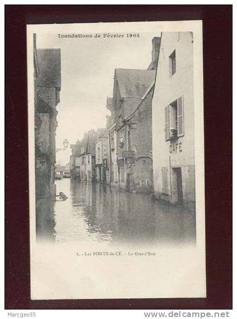 Les Ponts De Cé Inondations De Fev.1904 La Grand'rue Pas D'édit.n° 6 Café   Dos Non Imprimé - Les Ponts De Ce