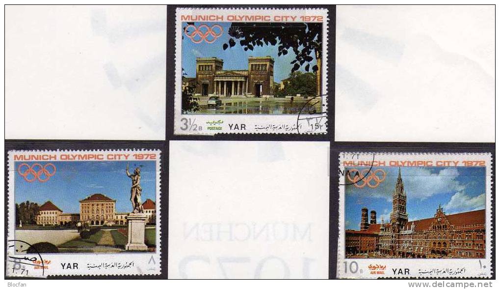Fernsehturm Schrannenplatz 1972 Yemen 1232/38,Block 145+146 O 15€ Olympiade München 1972 Bloque Hb Olympic Bloc Bf Jemen - Jemen