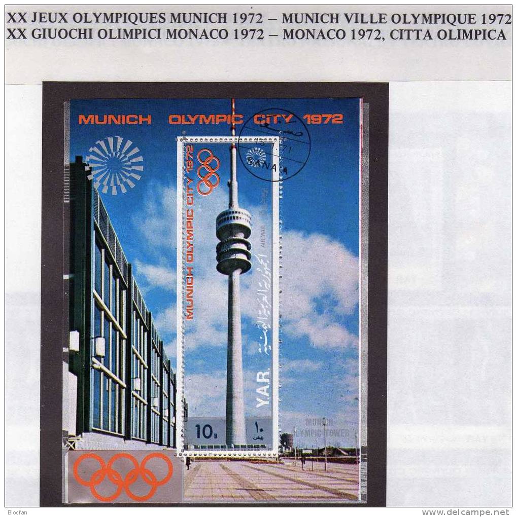 Fernsehturm Schrannenplatz 1972 Yemen 1232/38,Block 145+146 O 15€ Olympiade München 1972 Bloque Hb Olympic Bloc Bf Jemen - Jemen