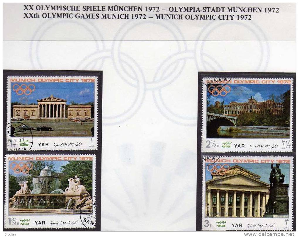 Fernsehturm Schrannenplatz 1972 Yemen 1232/38,Block 145+146 o 15€ Olympiade München 1972 bloque hb olympic bloc bf Jemen