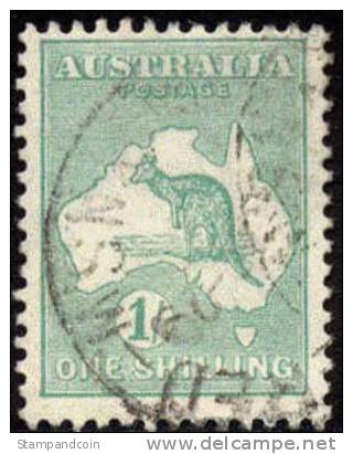 Australia #42 Used 1sh Blue Green Kangaroo From 1915 - Gebraucht