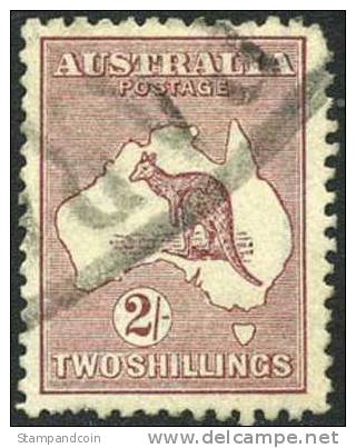 Australia #53 Used 2sh Violet Brown (die II) Kangaroo From 1924 - Gebraucht