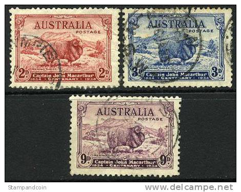 Australia #147-49 XF Used Merino Sheep Set From 1934 - Usados