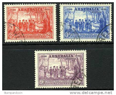 Australia #163-65 XF Used NSW 150th Anniv Set From 1937 - Oblitérés