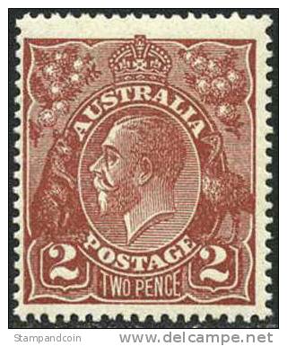 Australia #29 Mint Hinged 2p Red Brn (die I) Geo V Of 1924 - Ongebruikt