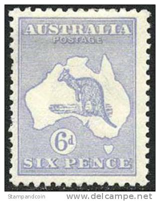 Australia #48a Mint Hinged 6p Chalky Blue (die III) Kangaroo Of 1915 - Ongebruikt