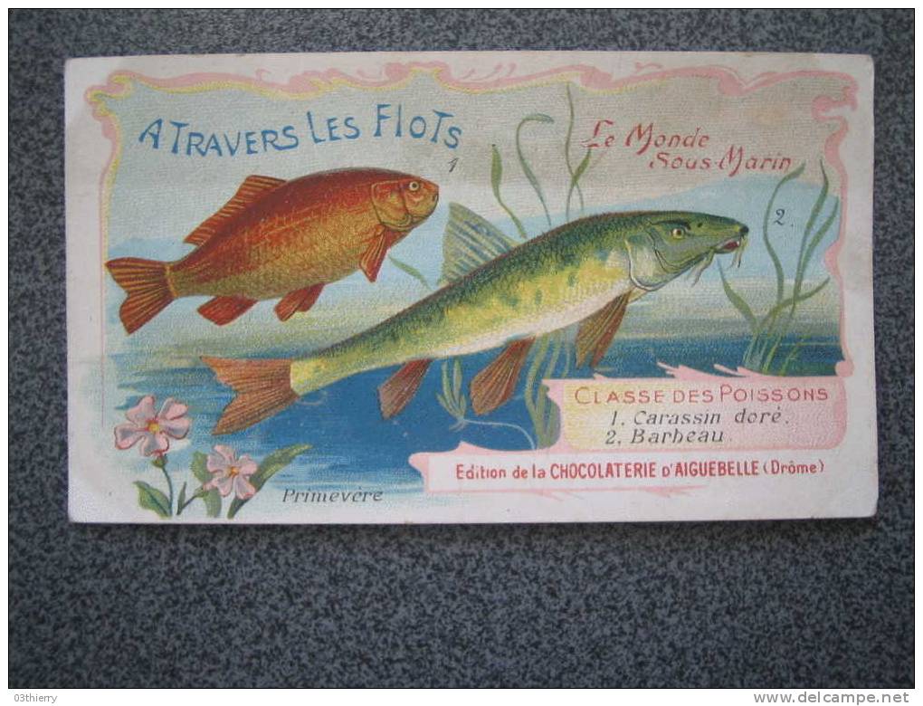 CHROMO-AIGUEBELLE-LE MONDE SOUS MARIN-POISSONS-CARASSIN DORE-BARBEAU- - Aiguebelle