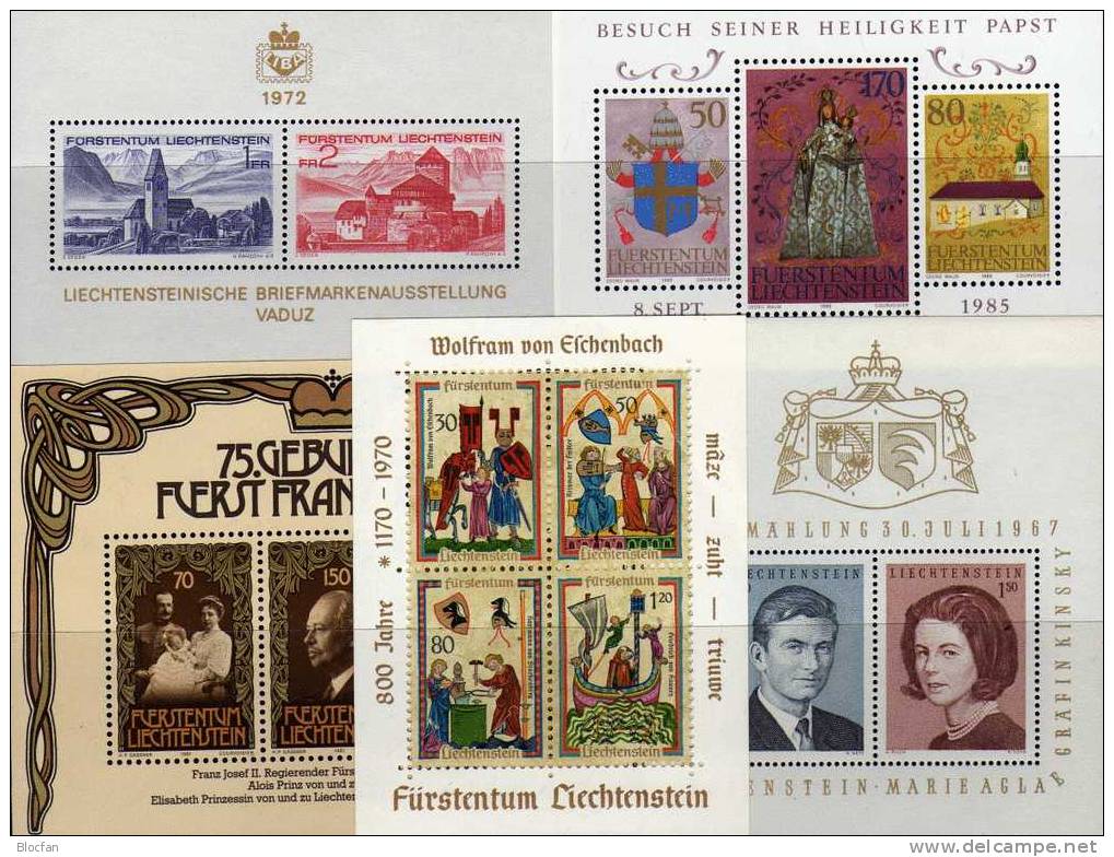 Set 9 Blocks Liechtenstein Bl.7-15 ** 31€ Wappen Porträt Familie Papst Blocchi Hoja Hb Bloc M/s Wap Sheet Bf Fürstentum - Collections