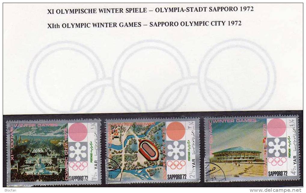 Landkarte, Stadion Yemen 1250/56, Block 147+148 O 17€ Winter Olympiade Sapporo 1972 - Winter 1972: Sapporo