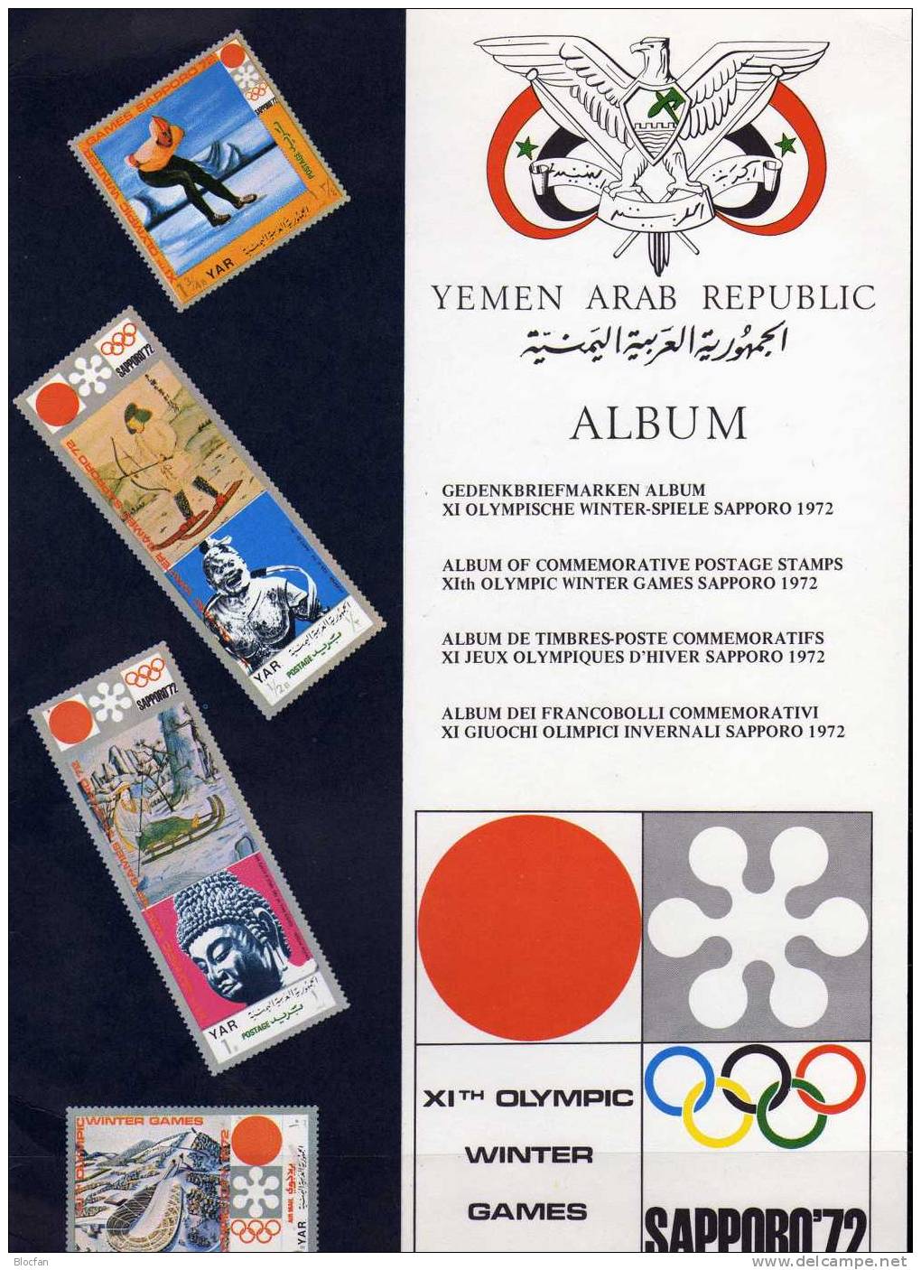 Landkarte, Stadion Yemen 1250/56, Block 147+148 O 17€ Winter Olympiade Sapporo 1972 - Hiver 1972: Sapporo