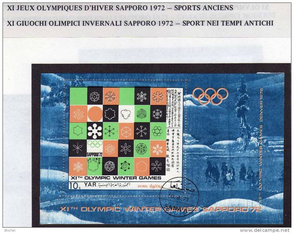 Schütze Yemen 1353/59,Blocks 161+162 o 17€ Eiskristalle Winter Olympiade Sapporo 1972 hoja blocs sheets bf olympics