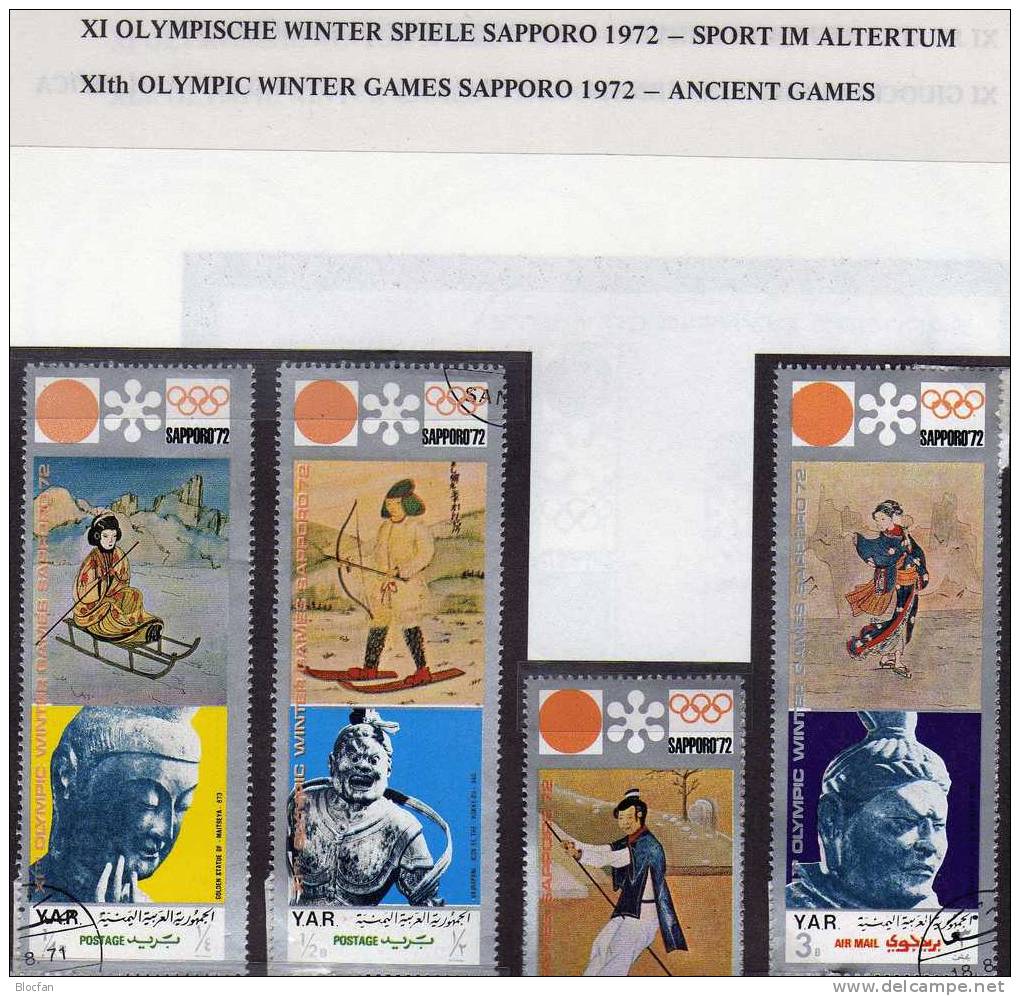 Schütze Yemen 1353/59,Blocks 161+162 o 17€ Eiskristalle Winter Olympiade Sapporo 1972 hoja blocs sheets bf olympics