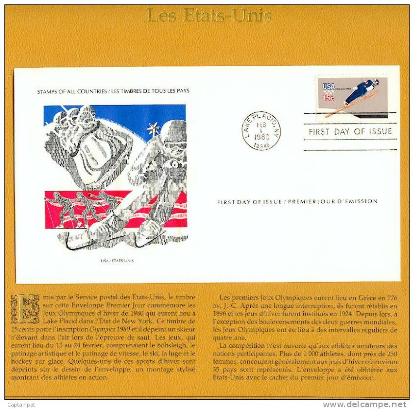 10 AME - FDC - Timbres De Tous Les Pays - Etats-Unis - Jeux Olympiques D'hiver De 1980 (Saut) - 01-02-1980 - 1971-1980