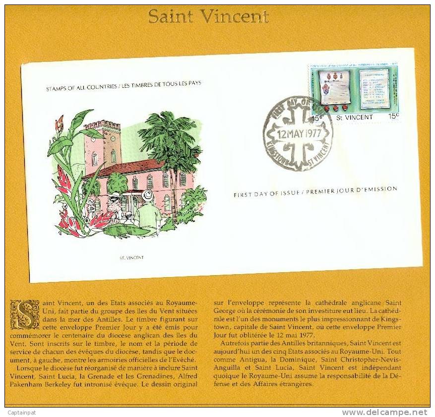 16 AME - FDC - Timbres De Tous Les Pays - Saint Vincent - Centenaire Du Diocèse Anglican - 12-05-1977 - St.Vincent (1979-...)