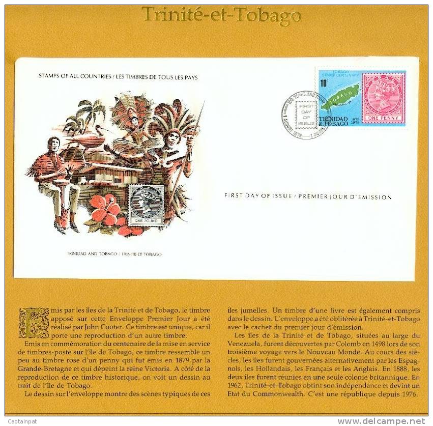 18 AME - FDC - Timbres De Tous Les Pays - Trinité-et-Tobago - Centenaire Du Timbre-poste Sur L'île - 01-08-1979 - Trinité & Tobago (1962-...)