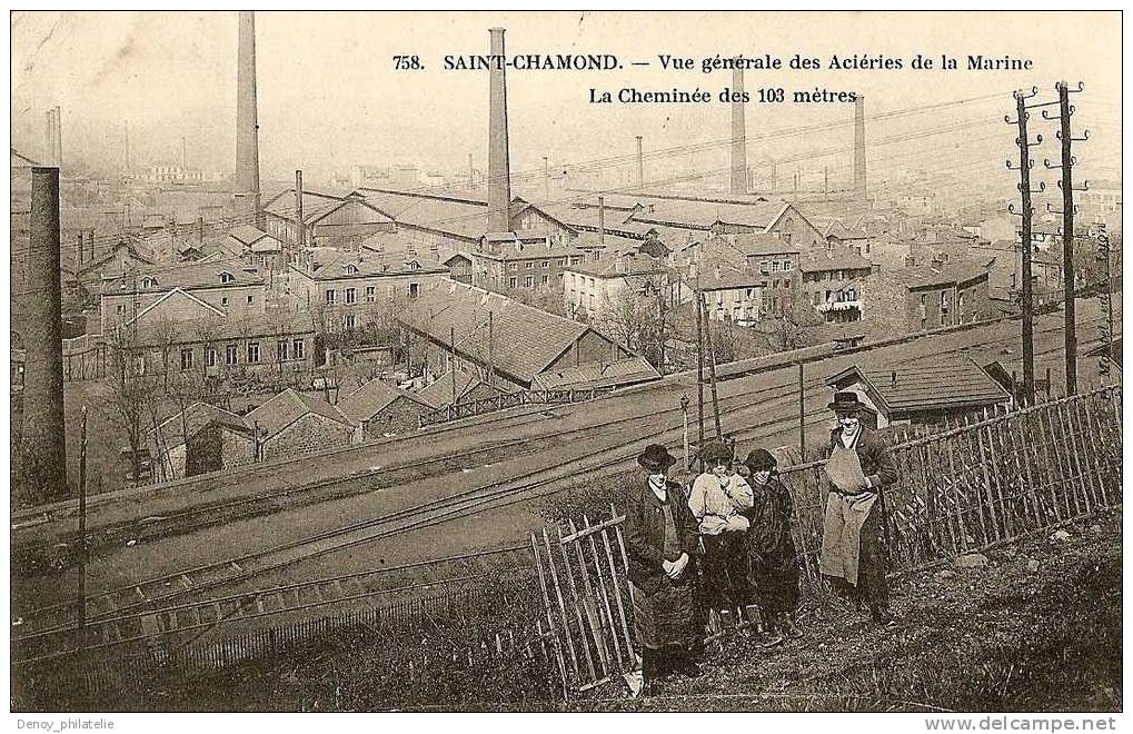 42 / SAINT CHAMOND / VUE GENERALE DES ACIERIES DE LA MARINE / LA CHEMINEE DES 103 METRES - Saint Chamond