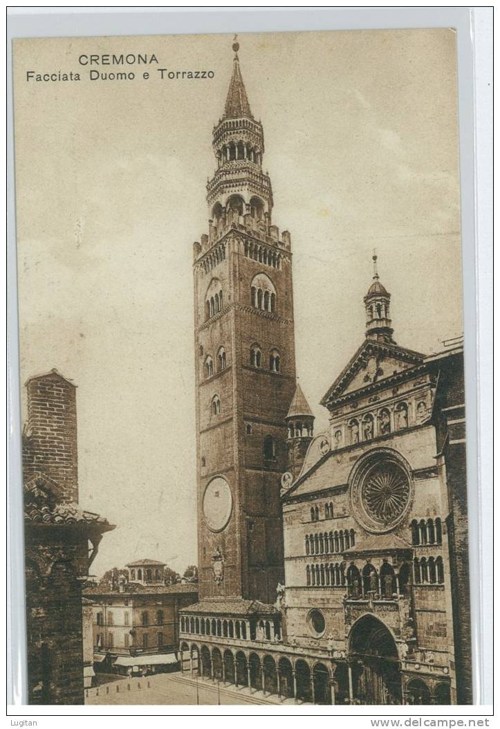 Cartolina - Cremona - Facciata Del Duomo E Torrazzo - Lombardia - Cremona