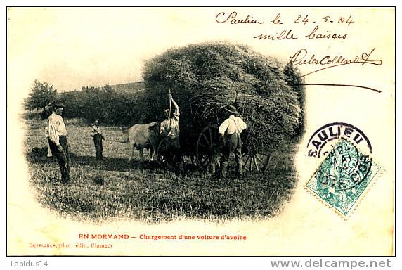 R 614 - CPA     EN  MORVAND        (58)   CHARGEMENT  D´ UNE VOITURE D´ AVOINE - Bourgogne