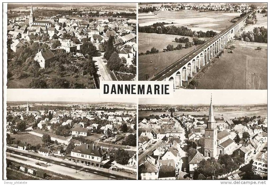 68/ DANNEMARIE / VUE GENERALE / LE VIADUC LA GARE EGLISE ET RUE DU MARCHE - Dannemarie