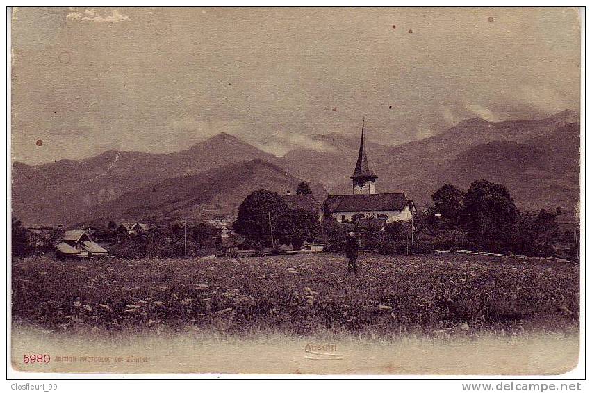 Aeschi / Zwei (2) Bükolischen Karten  Im 1913 / Heute Sind Vielen Neuen Gebaüde Darunter... - Aeschi Bei Spiez