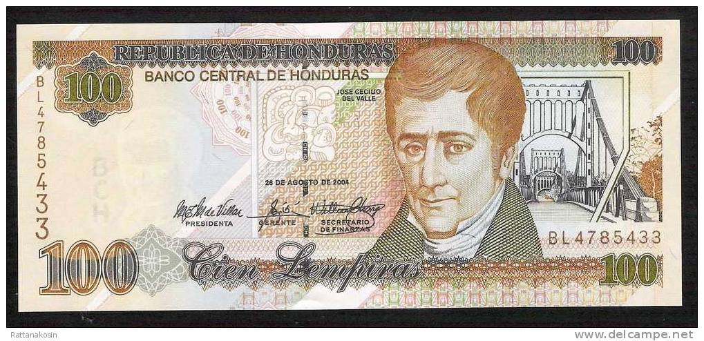 HONDURAS  P77g  100 LEMPIRAS 2004 #BL    UNC. - Honduras