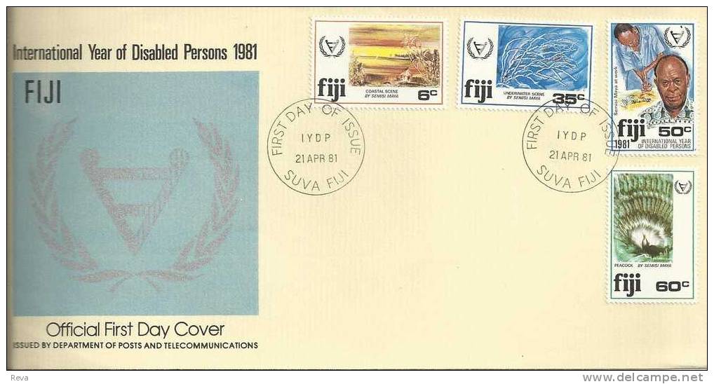 FIJI ISLANDS FDC YEAR OF DISABLED PERSONS  SET OF 4 STAMPS  DATED 21-04-1981 CTO SG? READ DESCRIPTION !! - Fidji (1970-...)