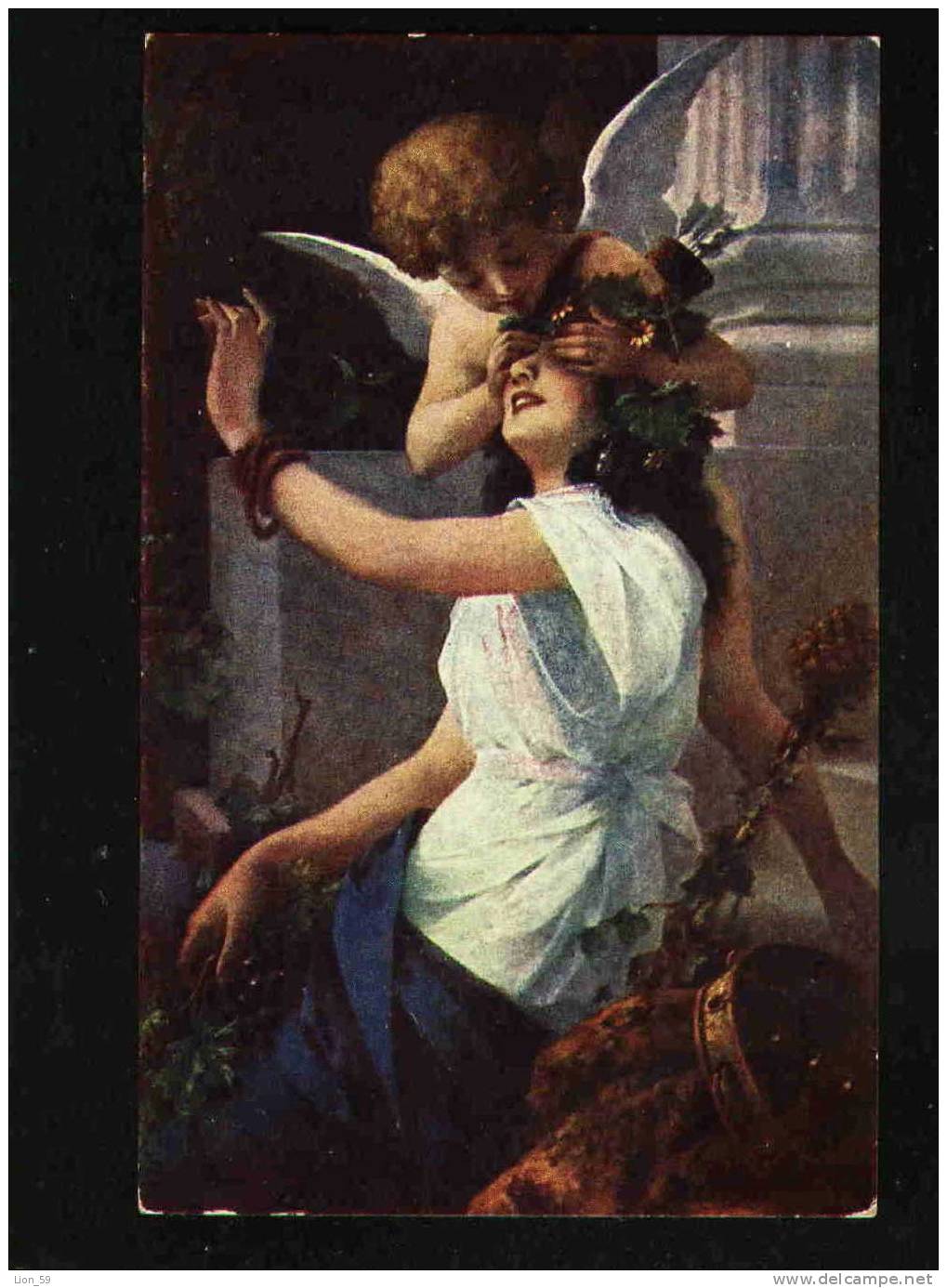 Art Nude CROSIA - WINGED CUPIDON Et BACCHANTE .. BACHANTIN UND AMOUR Series - 137 M.J.S. Pc 19031 - Angeles