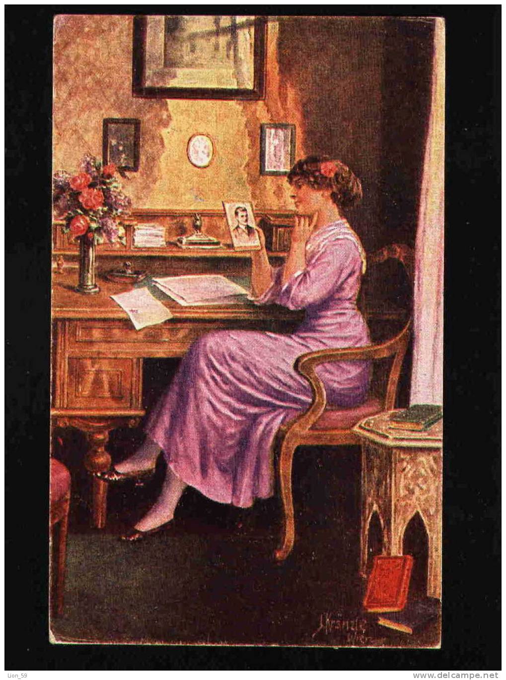 Illustrator KRAENZLE - SON PORTRAIT Lady Letter Series - 5011 F.H.&S.W.IX  , SALON APART Pc 19087 - Kränzle