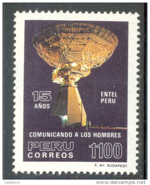 Rn)1985,PERU,SCN 833,COMMUNICATIONS,1100 S,ENTEL PERU,NATL.TELECOMMUNICATI ONS ORG. 15 TH. ANNIV., MNH, - Peru