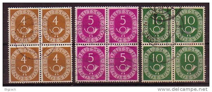 Bund Minr.124,125,128 Gestempelt 4er Blöcke - Used Stamps