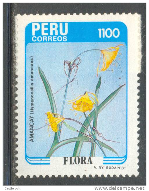 N)1985-86,PERU, SCN 852,FLOWERS,1100 S,HYMENOCALLIS AMACAES, MNH, STAMP - Peru