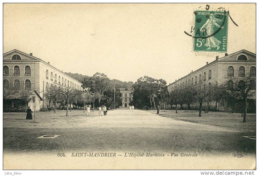 Saint Mandrier . L' Hôpital Maritime . Vue Générale .  Animé . SUPERBE CARTE . - Saint-Mandrier-sur-Mer