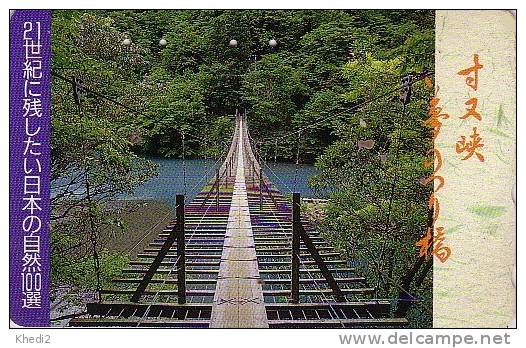 Télécarte Japon - PONT Suspendu En Bois En Forêt - BRIDGE Japan Phonecard - BRÜCKE Telefonkarte - PONTE - 42 - Paysages