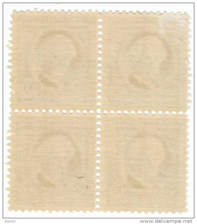 1940 Famous Americans Series, 10 Cent Mark Twain Issue Scott #863, Unused Block Of 4 - Unused Stamps