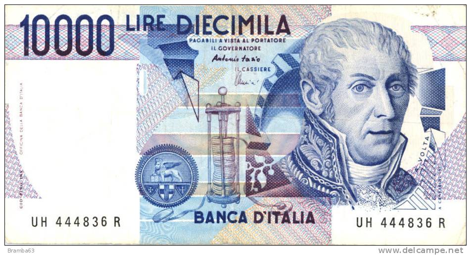 10000 LIRE DIECIMILA  A.Volta Serie UH 444836 R  (rif.ste) - 10000 Lire