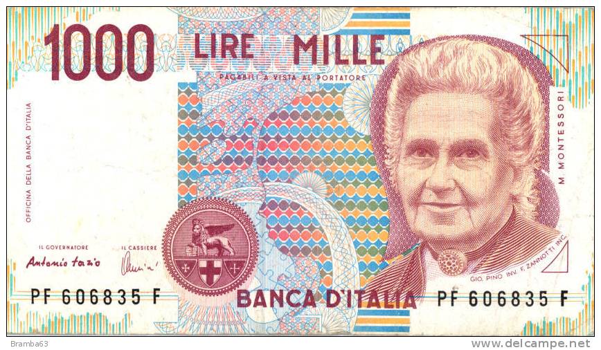 1000 Lire MILLE  M. Montessori  Serie PF 606835 F   (rif.ste) - 1000 Lire