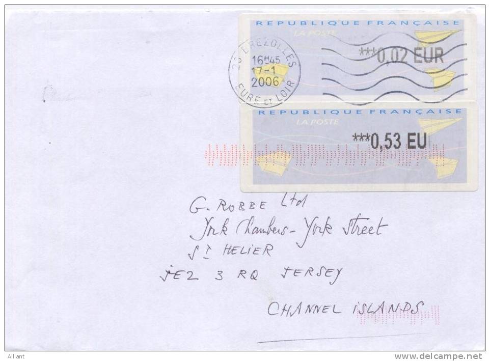 France. Lettre Pour Jersey. - Timbres De Distributeurs [ATM]