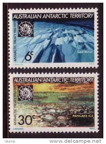 1971 - Australia 10th ANNIVERSARY Of ANTARCTIC TREATY Set 2 Stamps MNH - Unused Stamps