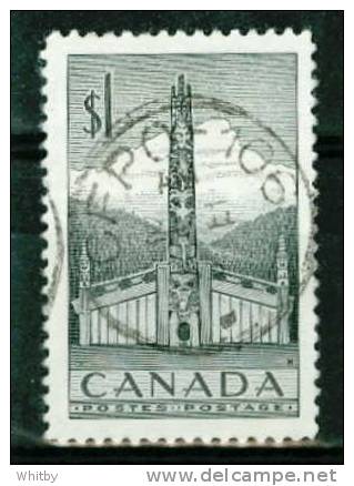 1953 $1.00 Pacific Coast Totem Pole #321 St. Canadian Forces Post Office 106 Cancel - Gebruikt