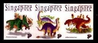 1998 SINGAPORE DINOSAUR ATM 3V - Timbres De Distributeurs [ATM]