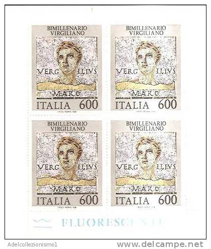 39508)quartina Serie Virgilio Di 600£ - 1981-90: Marcophilia