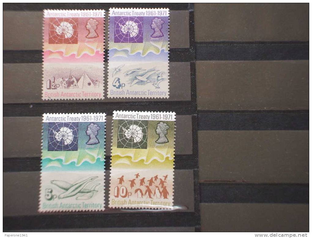 BRITISH  ANTARCTIC T.-1971 CARTA POLO SUD/PINGUINI/UCCELLI 4v.-NUOVI(++)-tematiche. - Neufs