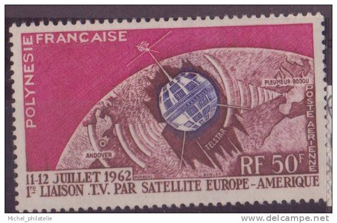 POLYNESIE N° 6** PAR AVION NEUF SANS CHARNIERE  TELECOMMUNICATIONS SPACIALES - Unused Stamps