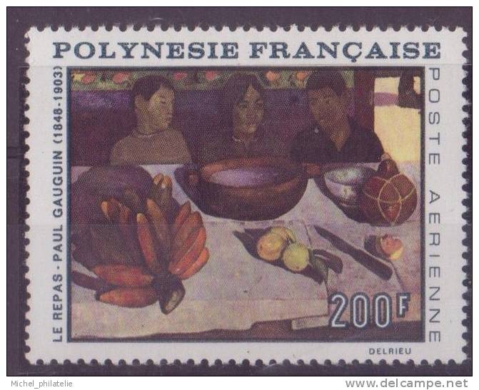 POLYNESIE N° 25** PAR AVION NEUF SANS CHARNIERE  TABLEAU GAUGUIN LE REPAS - Neufs