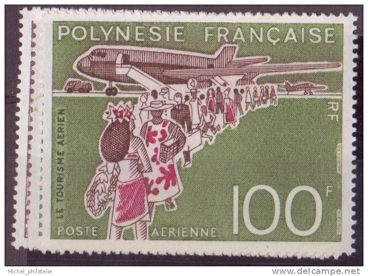POLYNESIE N° 89/91** PAR AVION NEUF SANS CHARNIERE TOUISME AERIEN-DIEUX VOYAGEURS-HYDRATION - Unused Stamps