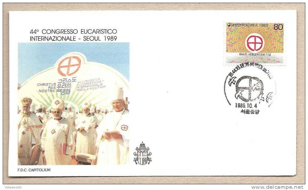 Sud Corea - Busta FDC Con Annullo Speciale: 44° Congresso Eucaristico Internazionale - 1989 - Cristianesimo