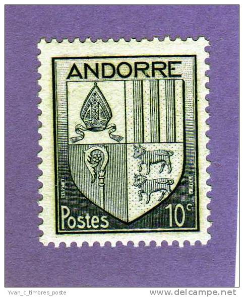 ANDORRE FRANCAIS TIMBRE N° 93 NEUF ARMOIRIES DES VALLEES - Unused Stamps