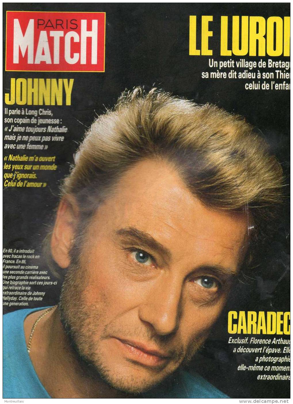 PARIS MATCH De 1986, Johnny HALLYDAY,  LE LURON, CARADEC - People