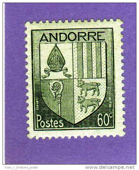 ANDORRE FRANCAIS TIMBRE N° 97 NEUF CHARNIERE ARMOIRIES DES VALLEES - Ungebraucht