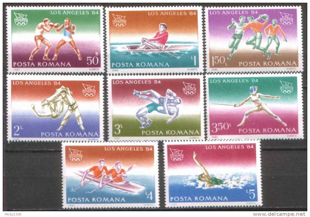 Rumänien / Romania - Mi-Nr 4058/4065 Postfrisch / MNH ** (A222) - Summer 1984: Los Angeles